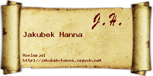 Jakubek Hanna névjegykártya